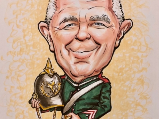 Karikatur Offizier Preu&szlig;en Pickelhaube