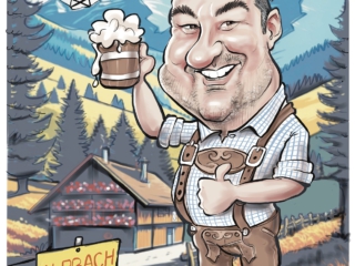 Karikatur Bayer mit Bier