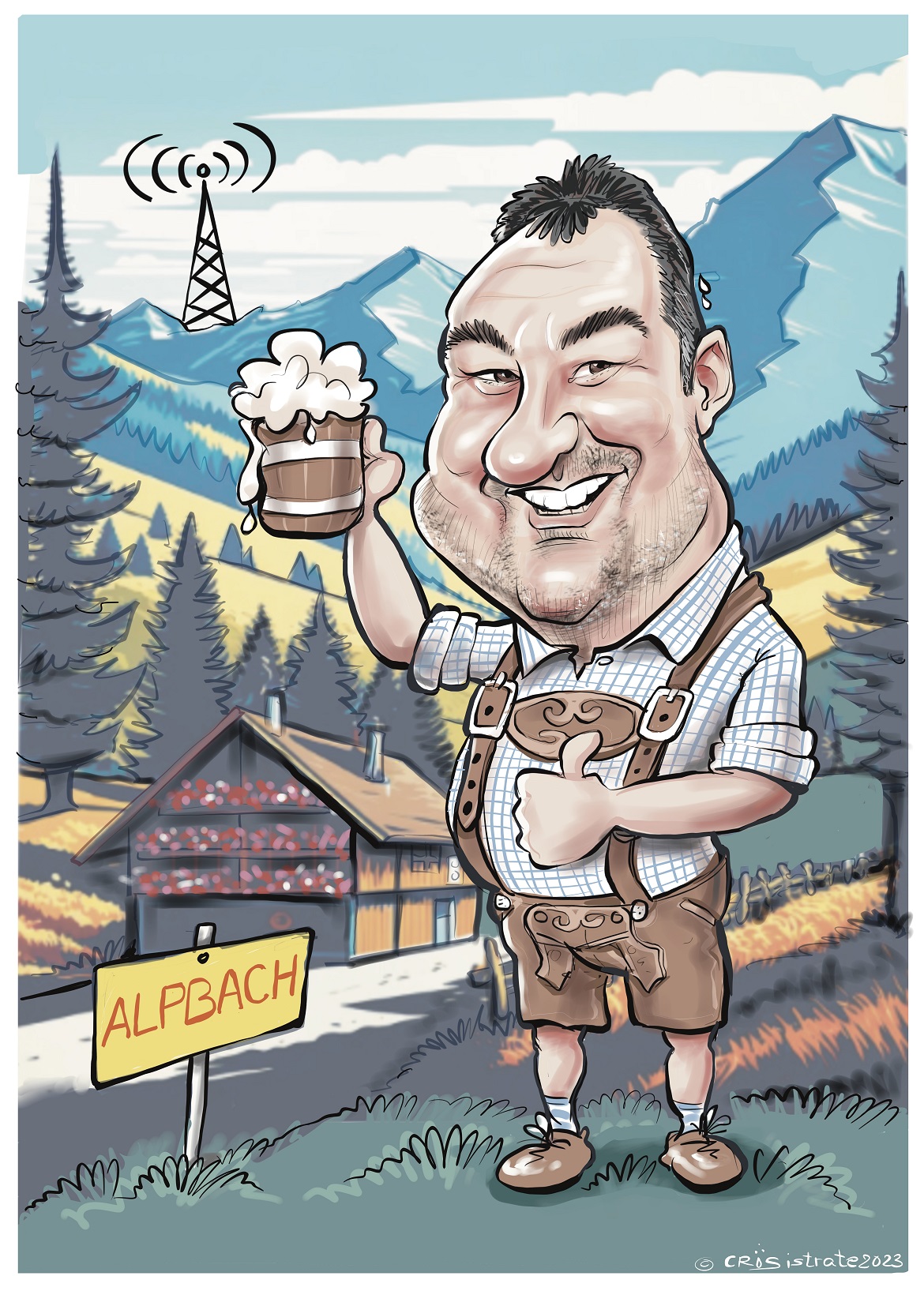Karikatur Bayer mit Bier