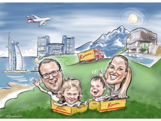 Karikatur Firma M&ouml;beltransport Spedition Familienunternehmen